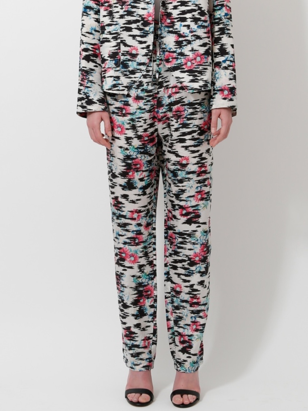 Balenciaga Silk Colorful Pattern Elastic and Tie Front Waist NWT 44(12-14)